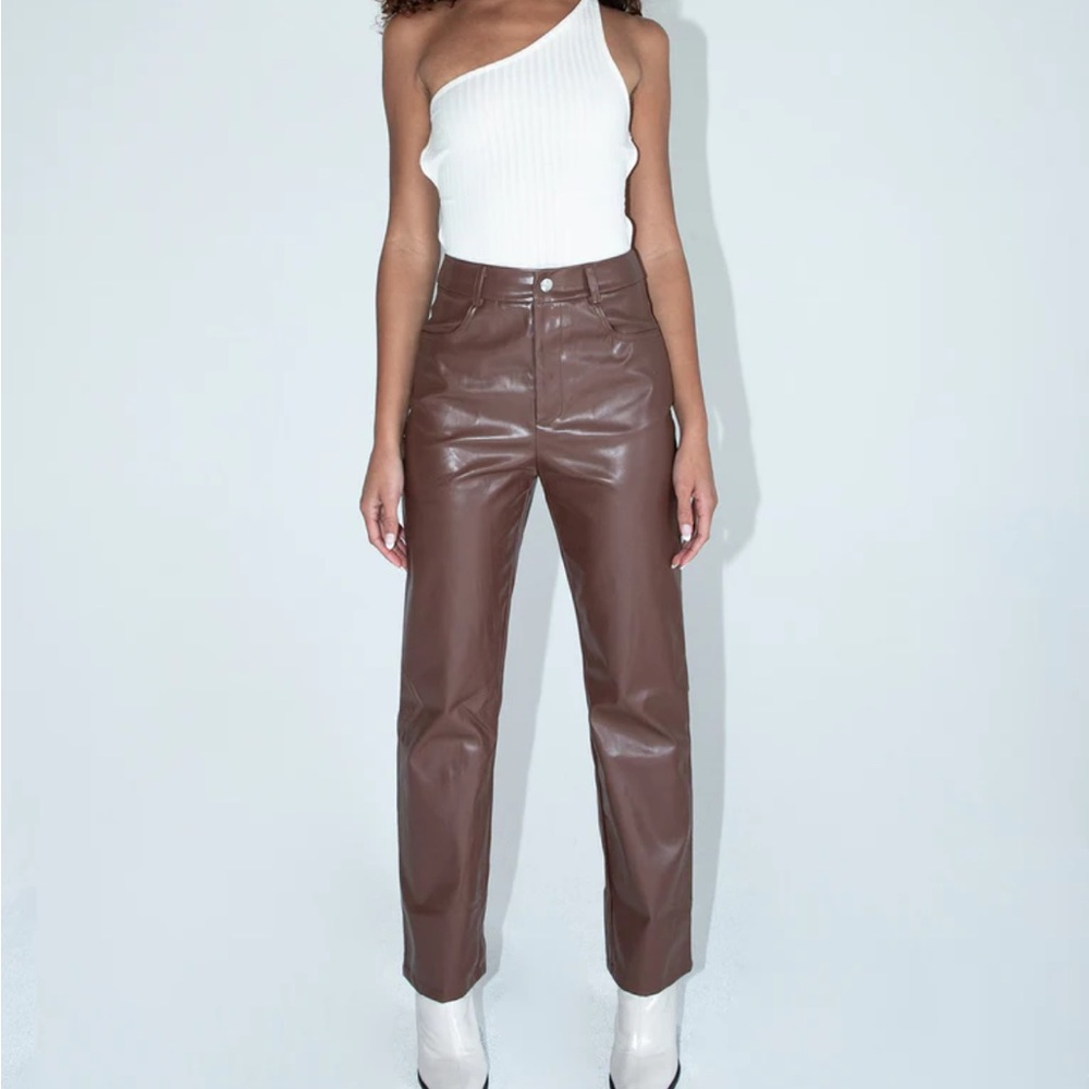 Faux Leather Brown Pants